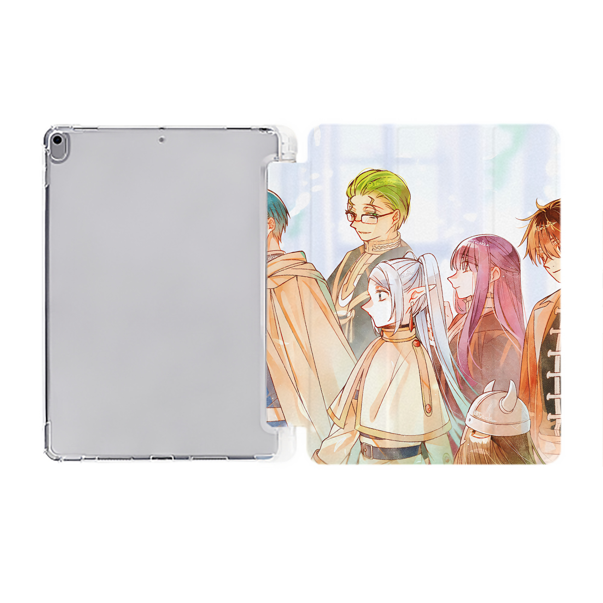 （画像用） 葬送のフリーレン Frieren IPad ケース ペン収納付き 三つ折りスタンド PUレザー×シリコン 対応機種9.5/10.5/10.9インチ